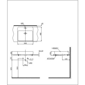 Bản vẽ chậu lavabo LT950C hình vuông